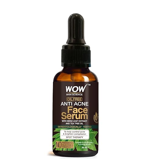 WOW Skin Science Anti Acne Face Serum | Natural Neem Leaf & Tea Tree Oil, 30 ml