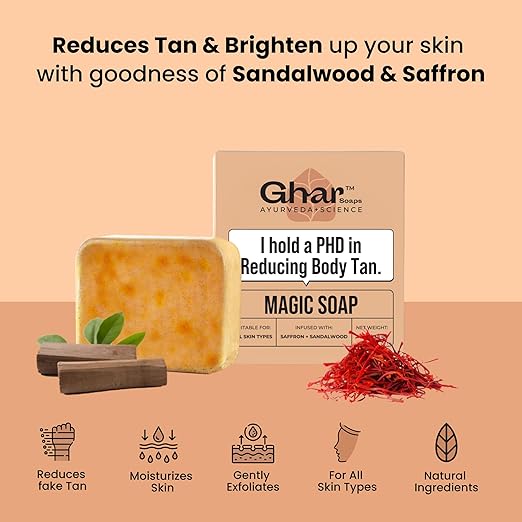 Ghar Soaps Sandalwood & Saffron Magic Soaps For Bath (100 Gms Pack Of 2)