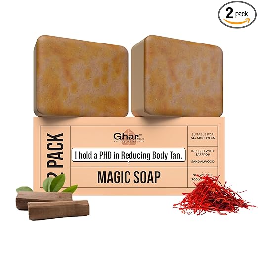 Ghar Soaps Sandalwood & Saffron Magic Soaps For Bath (100 Gms Pack Of 2)
