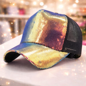 Iridescent Rainbow Bling Mesh Snapback