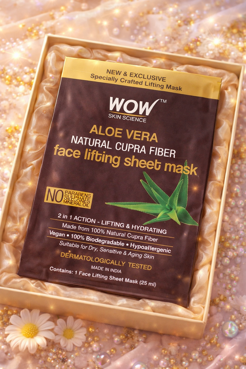 WOW Aloe Vera Sheet Mask – Vegan, Biodegradable Cupra Fiber | (25ml)