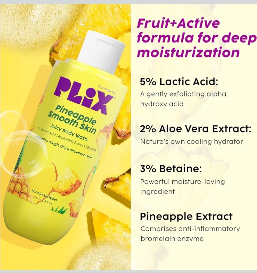 PLIX Pineapple Smooth Skin Juicy Body Wash 236ml (PACK OF 1)