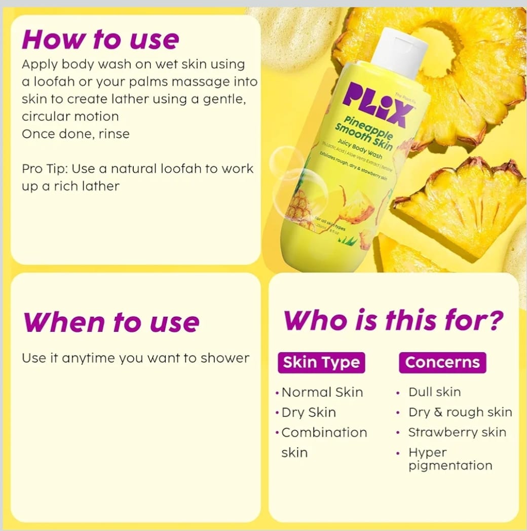 PLIX Pineapple Smooth Skin Juicy Body Wash 236ml (PACK OF 1)