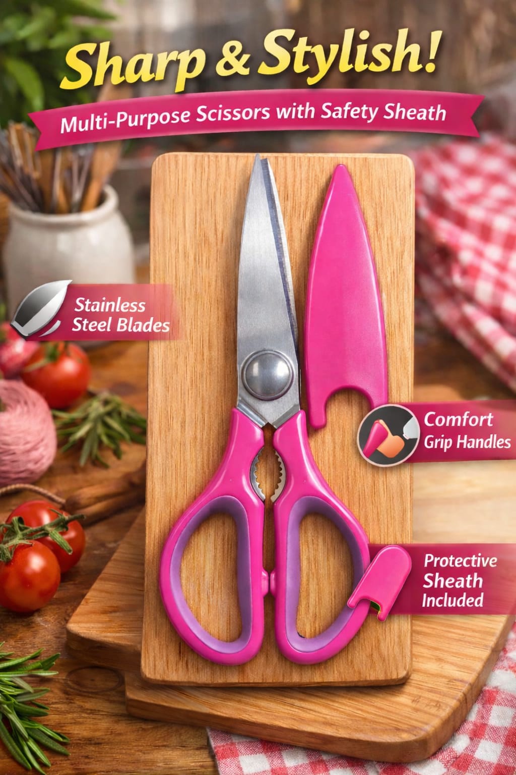 Premium Stainless Steel Kitchen Scissors (PACK OF 1)