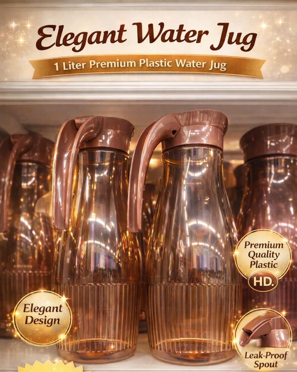 Elegant 1 Liter Premium Plastic Water Jug (PACK OF 1)
