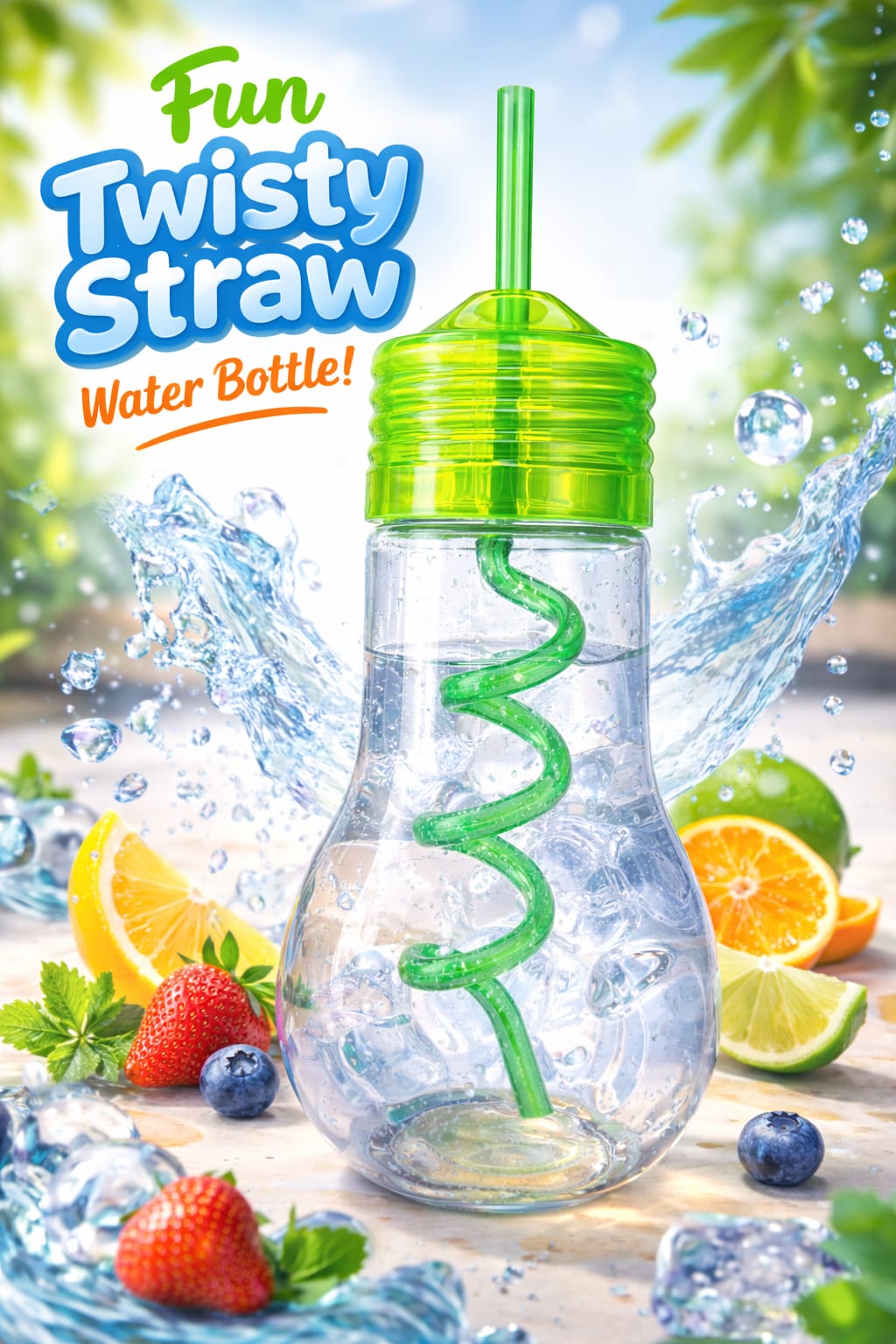 Twisty Straw Fun Kids Sipper Water Bottle(PACK OF 1)