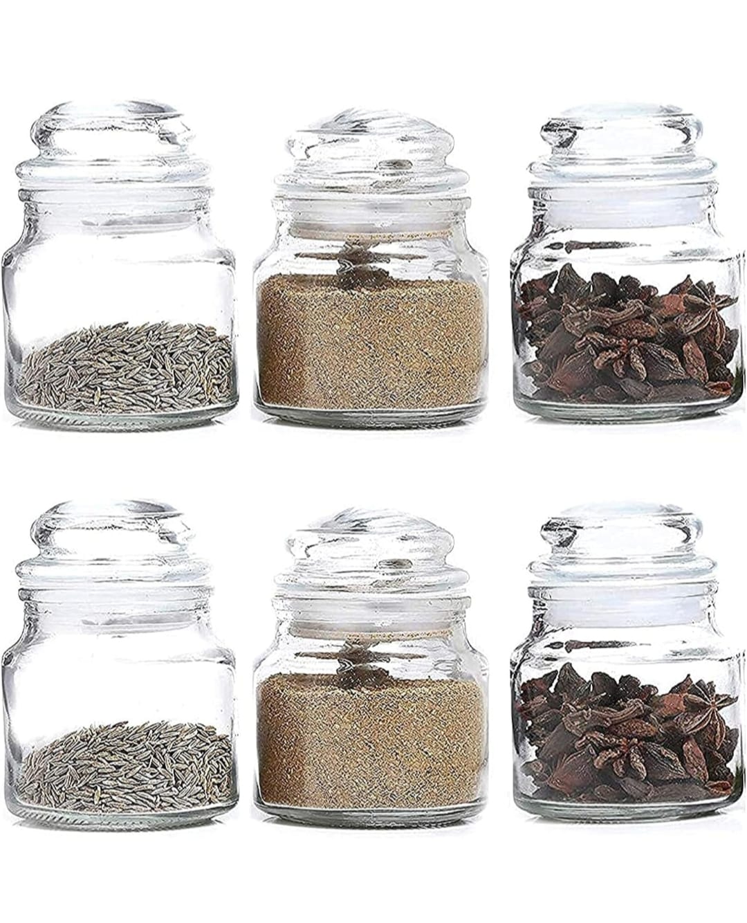 100ml Glass Storage Jar - Airtight Spice, Masala, Honey, candle Container with Rubberrized Silicone lid for kichen & Home(SET OF 6)