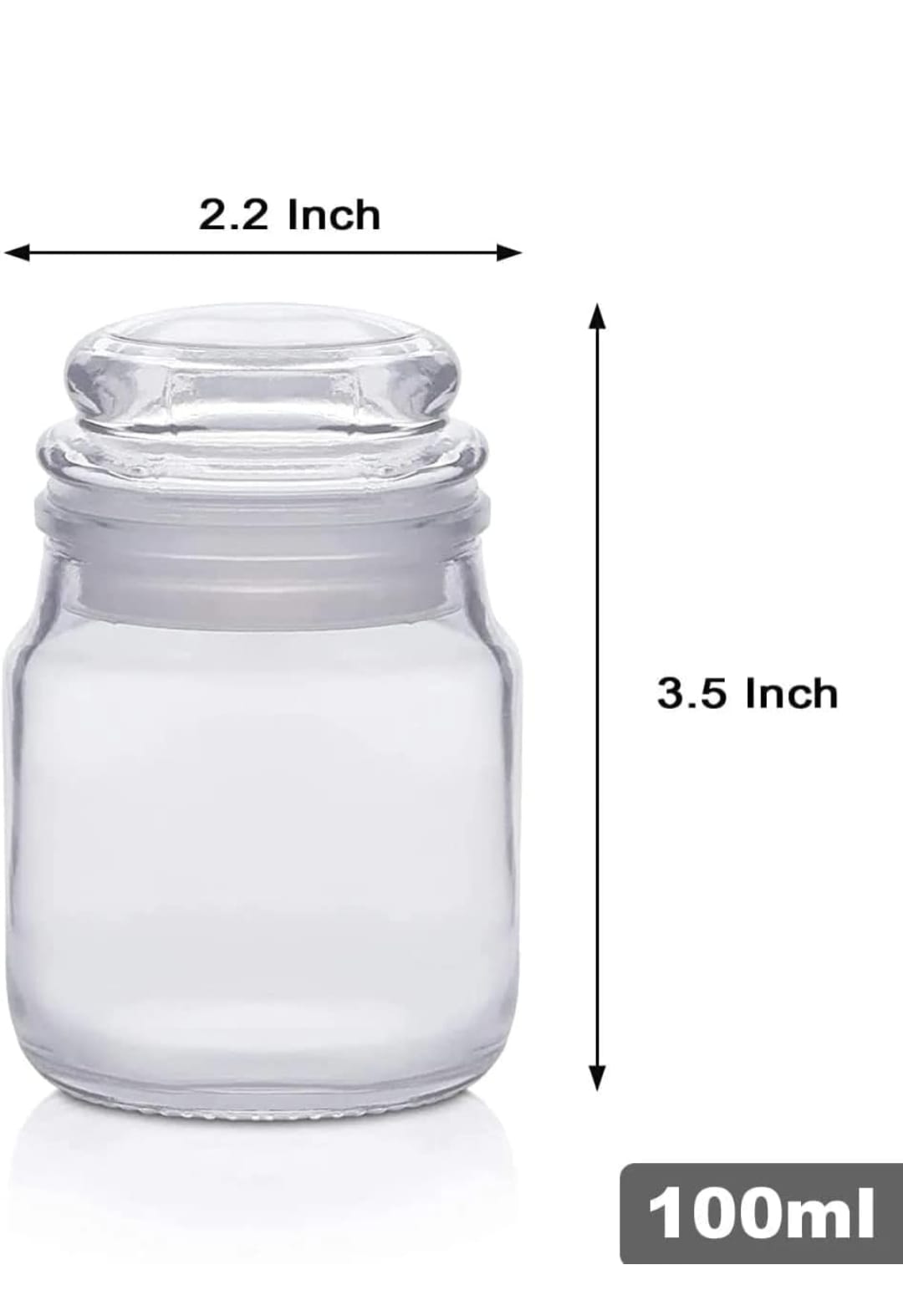 100ml Glass Storage Jar - Airtight Spice, Masala, Honey, candle Container with Rubberrized Silicone lid for kichen & Home(SET OF 6)
