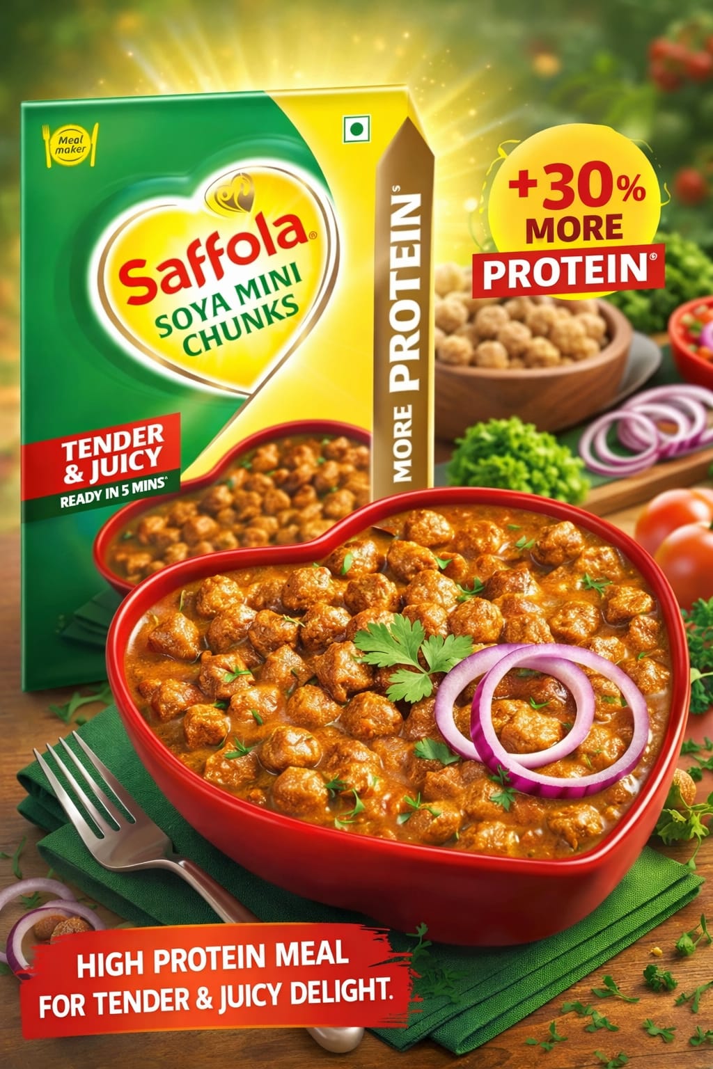 Saffola Soya Mini Chunks, Tender & Juciy, 53% Pr;tin, 200Gram