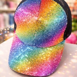 Rainbow Glitter Sparkle Trucker Cap