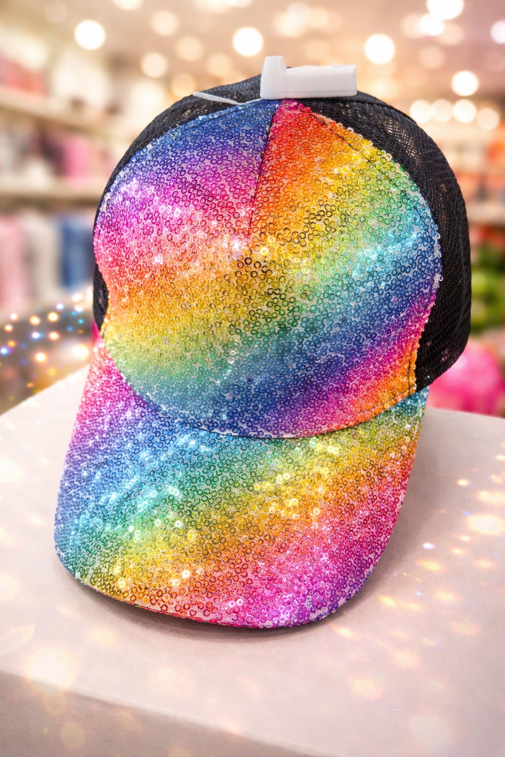 Rainbow Glitter Sparkle Trucker Cap