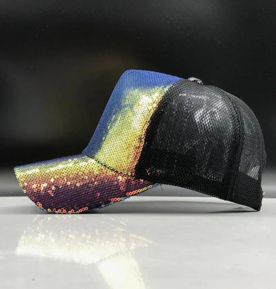Iridescent Rainbow Bling Mesh Snapback