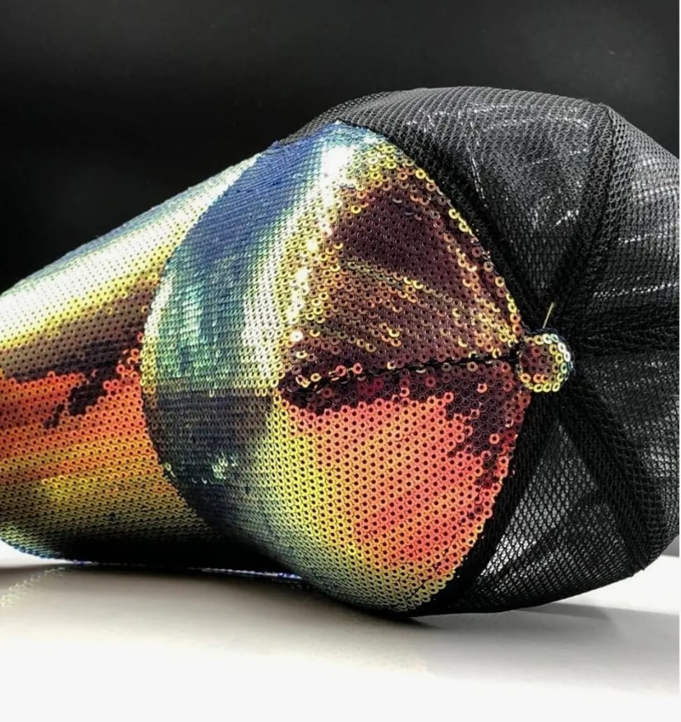 Iridescent Rainbow Bling Mesh Snapback