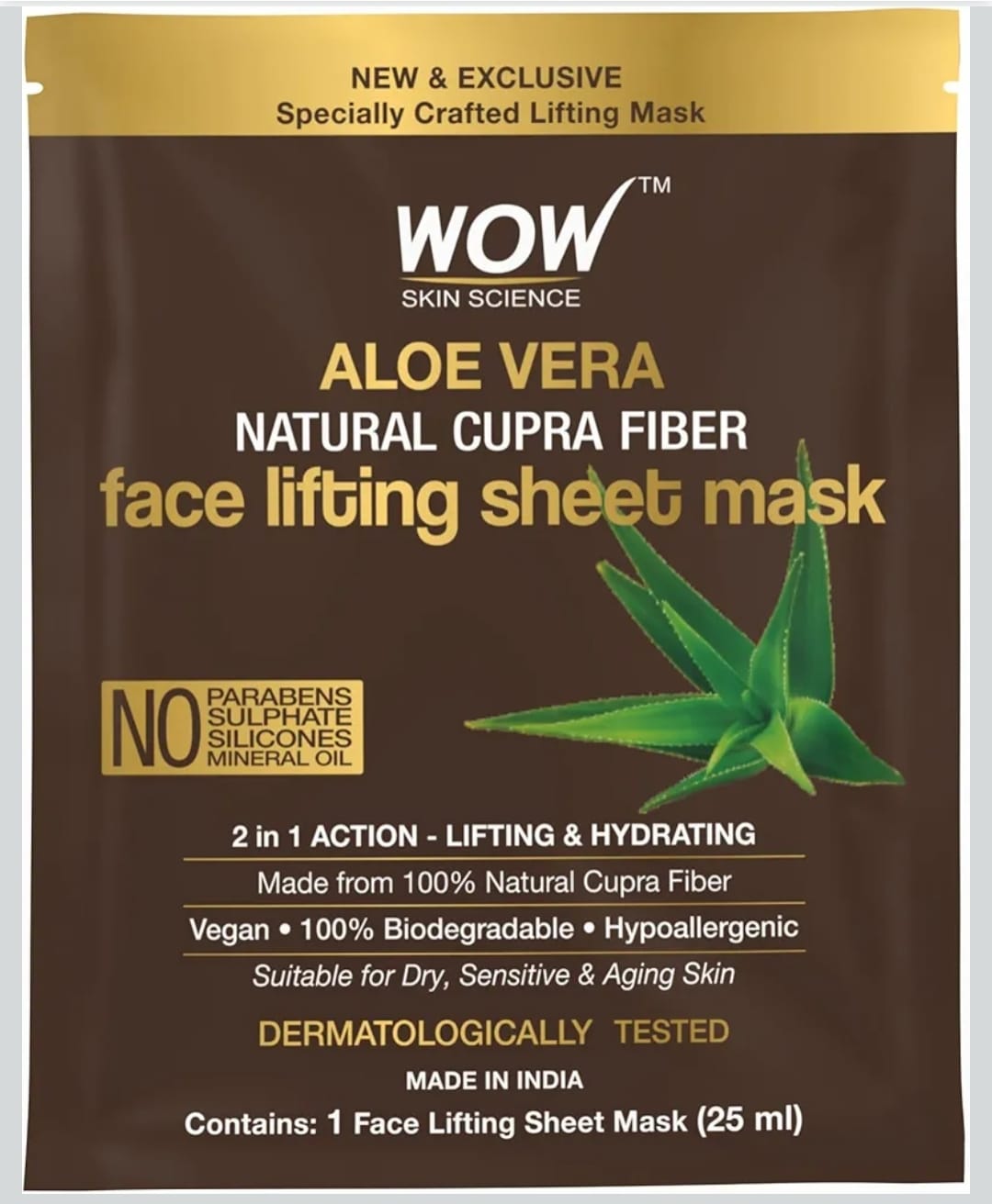 WOW Aloe Vera Sheet Mask – Vegan, Biodegradable Cupra Fiber | (25ml)