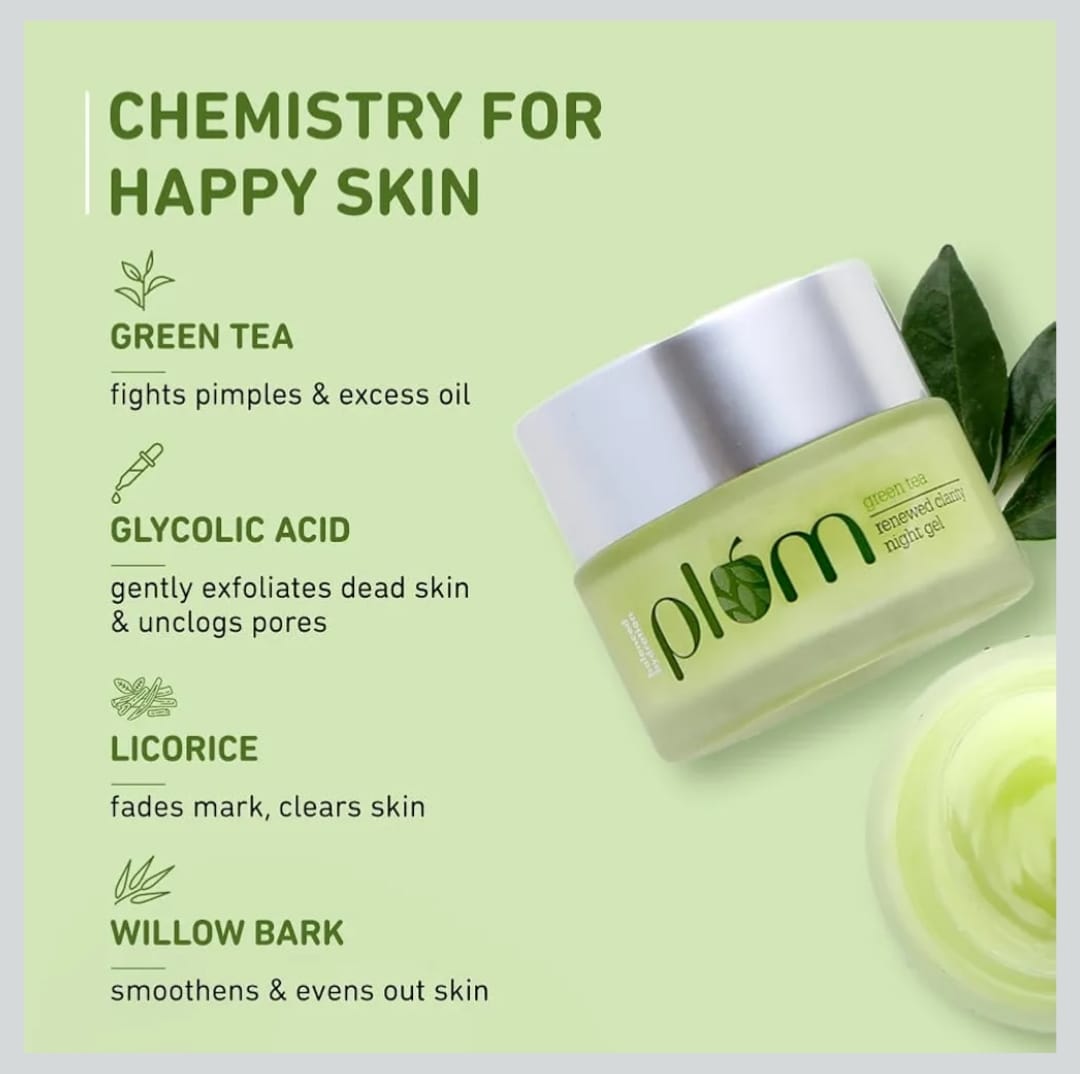 Plum Green Tea Night Gel for Acne-Prone & Oily Skin