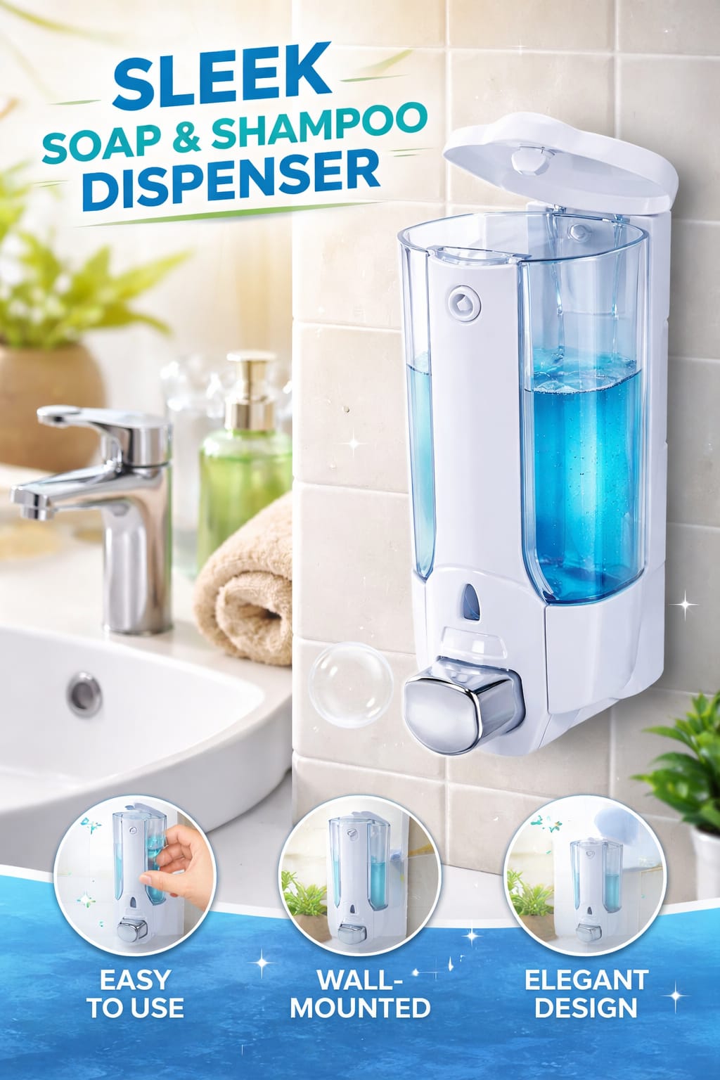 Foaming Soap Dispenser Wall-Mounted Pump Liquid Soap Bottle