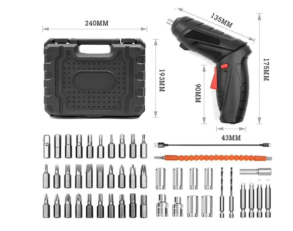 Portable Power Screwdriver Set with Accessories – DIY Home & Professional Tool Kit with Carry Case